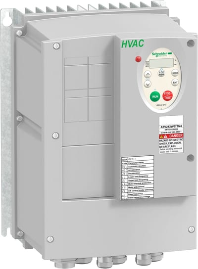 Schneider Electric variable speed drive ATV212 - 0.75kW - 1hp - 480V - 3PH - EMC class C1 - IP55 ATV212W075N4C