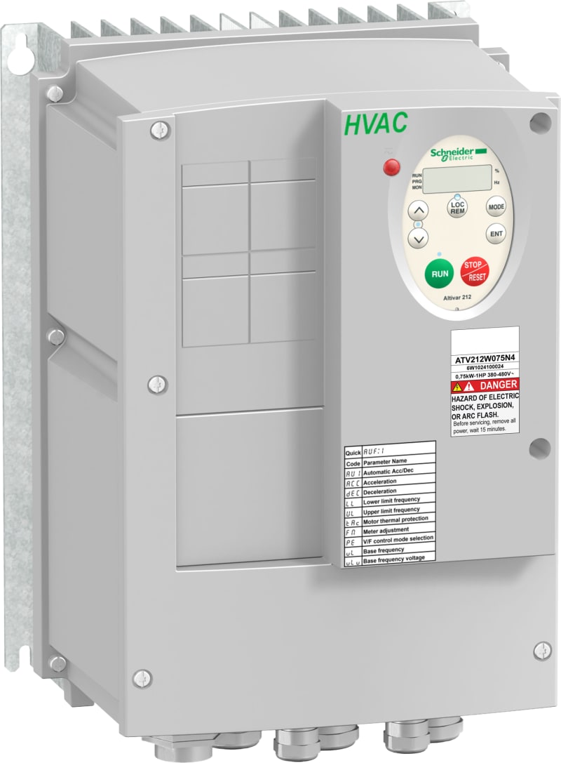Schneider Electric variable speed drive ATV212 - 2.2kW - 3hp - 480V - 3PH - EMC class C1 - IP55 ATV212WU22N4C