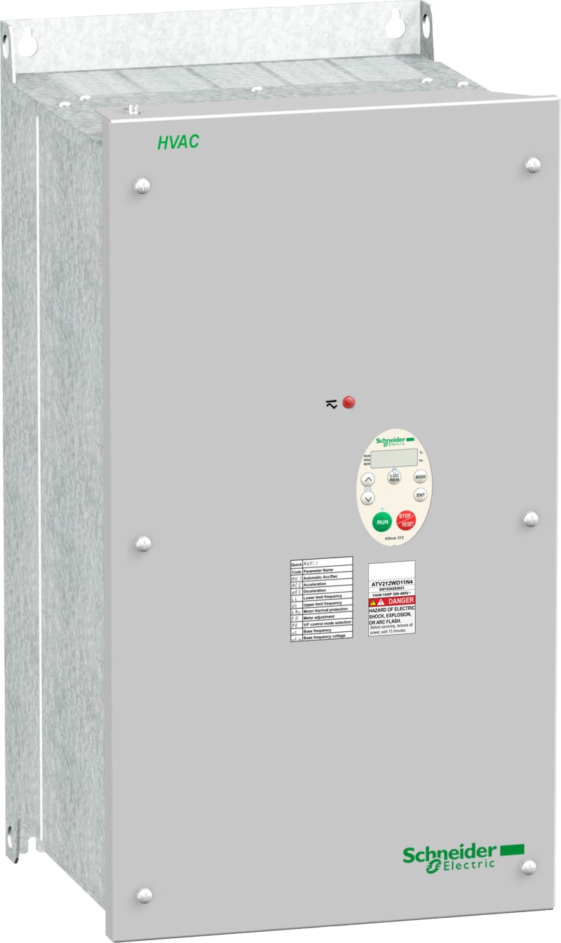 Schneider Electric variable speed drive ATV212 - 11kW - 15hp - 480V - 3PH - EMC class C1 - IP55 ATV212WD11N4C