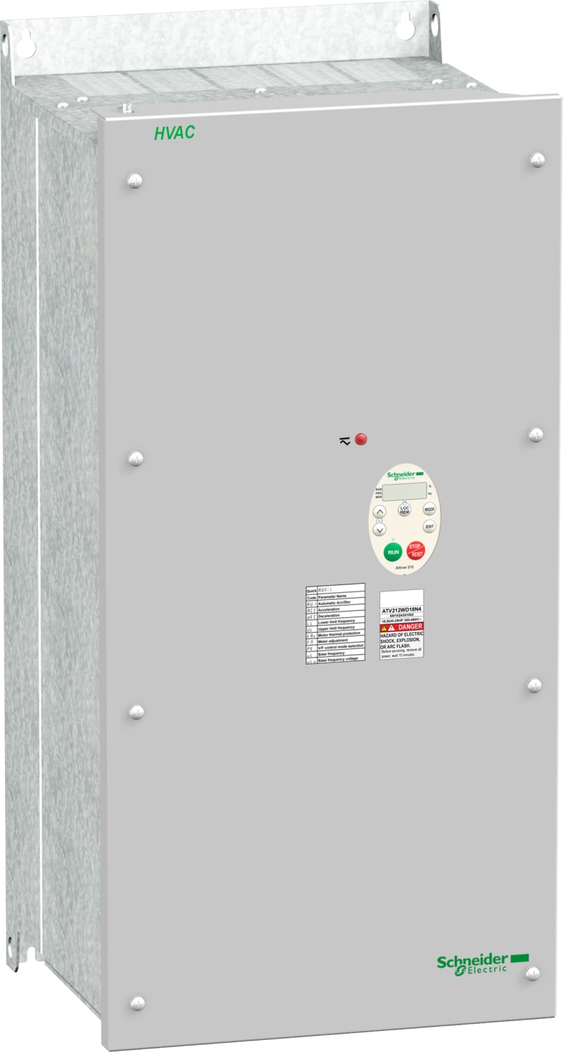 Schneider Electric variable speed drive ATV212 - 18.5kW - 25hp - 480V - 3PH - EMC class C1 - IP55 ATV212WD18N4C