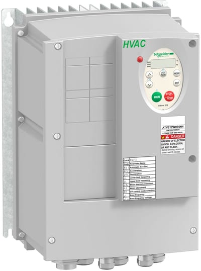 Schneider Electric variable speed drive ATV212 - 2.2kW - 3hp - 480V - 3PH - EMC class C2 - IP55 ATV212WU22N4