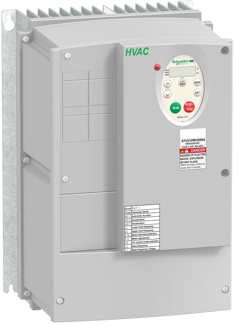 Schneider Electric variable speed drive ATV212 - 7.5kW - 10hp - 480V - 3PH - EMC class C2 - IP55 ATV212WU75N4