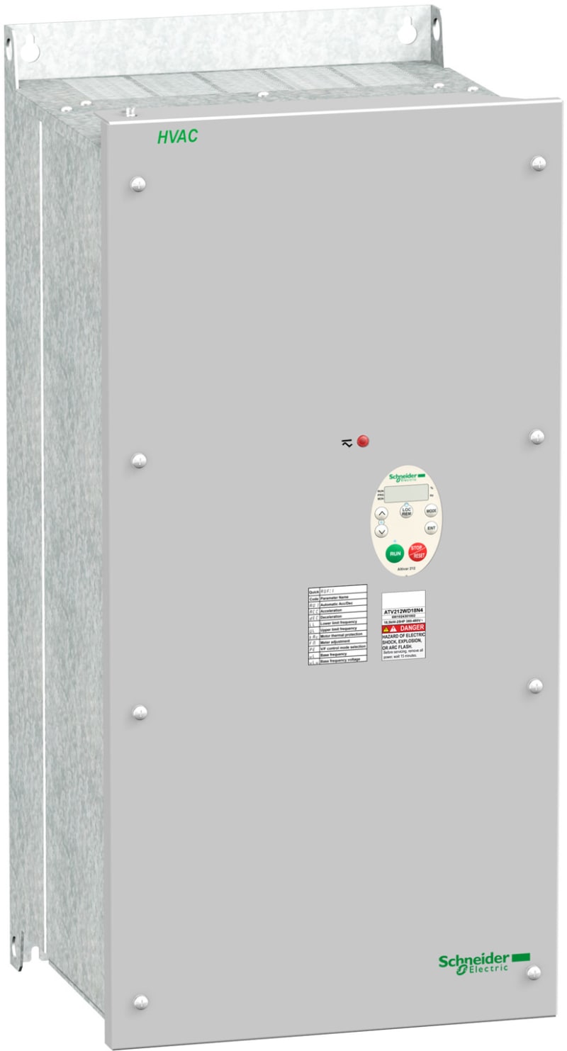 Schneider Electric variable speed drive, Altivar 212, 18.5kW, 25hp, 480V, 3 phases, with EMC class C2, IP55 ATV212WD18N4