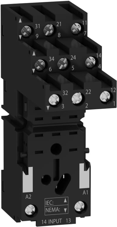 Schneider Electric Socket, separate contact, 10 A, relay type RXM3, screw connector, 250 V AC RXZE2S111M