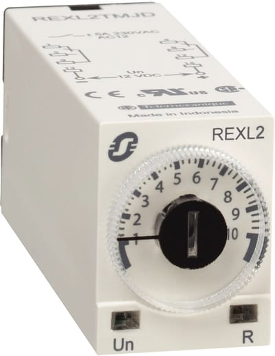 Schneider Electric Modular timing relay, 5 A, 2 CO, 0.1 S..100 h, on-Delay, 230 V AC REXL2TMP7