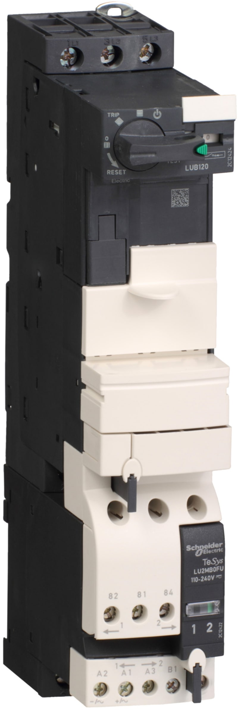 Schneider Electric Reversing power base, TeSys U, 3P, 12A/690V, coil 24V AC LU2B12B