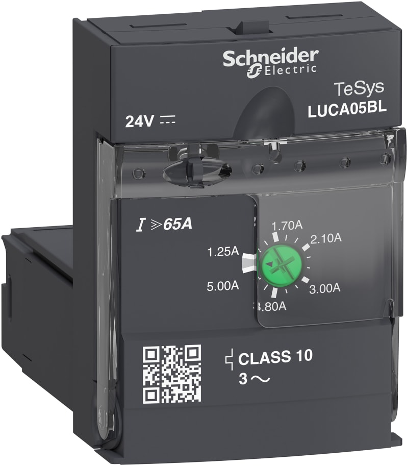 Schneider Electric Standard control unit, TeSys U, 1.25-5A, 3P motors, thermal magnetic protection, class 10, coil 24V DC LUCA05BL