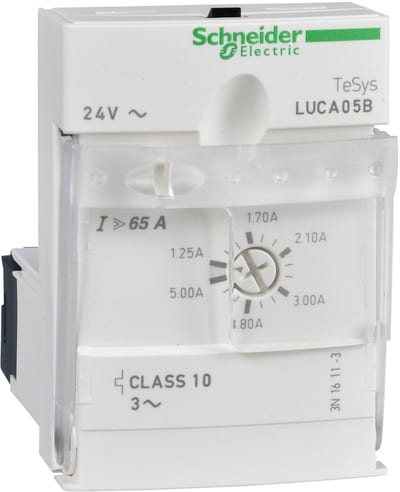 Schneider Electric Standard control unit, TeSys U, 3-12A, 3P motors, thermal magnetic protection, class 10, coil 24V AC LUCA12B