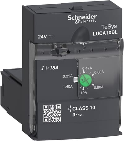 Schneider Electric Standard control unit, TeSys U, 0.35-1.4A, 3P motors, thermal magnetic protection, class 10, coil 24V DC LUCA1XBL
