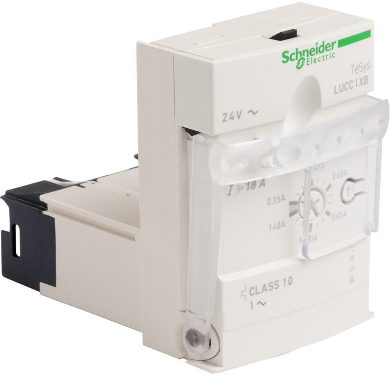 Schneider Electric Advanced control unit, TeSys U, 0.35-1.4A, 1P motors, protection & diagnostic, class 10, coil 24V AC LUCC1XB