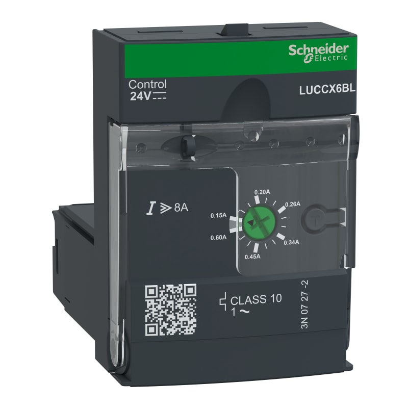 Schneider Electric Advanced control unit, TeSys U, 0.15-0.6A, 1P motors, protection & diagnostic, class 10, coil 24V DC LUCCX6BL