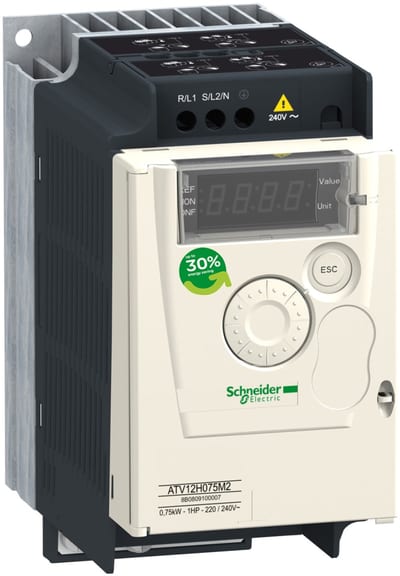 Schneider Electric variable speed drive ATV12 - 0.55kW - 0.75hp - 200..240V - 1PH - with heat sink ATV12H055M2