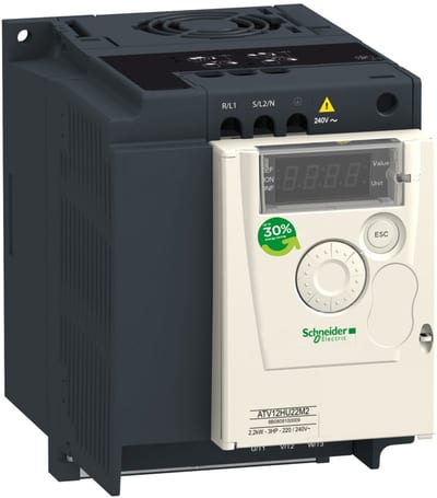 Schneider Electric variable speed drive ATV12 - 2.2kW - 3hp - 200..240V - 1PH - with heat sink ATV12HU22M2