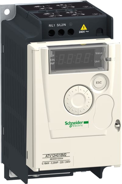 Schneider Electric variable speed drive, Altivar 12, 3kW, 200 to 240V, 3 phases, with heat sink ATV12HU30M3
