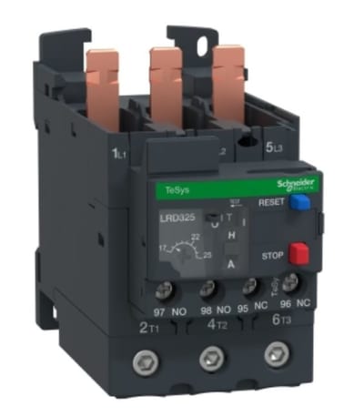 Schneider Electric Thermal overload relay, TeSys Deca, 690VAC, 17 to 25A, 1NO+1NC, class 10A, EverLink BTR screw LRD325