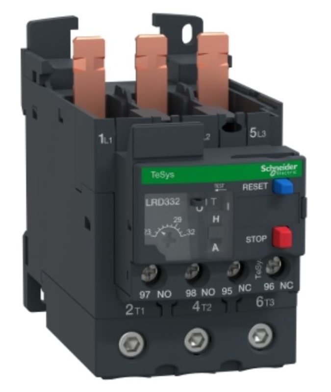 Schneider Electric Thermal overload relay, TeSys Deca, 690VAC, 23 to 32A, 1NO+1NC, class 10A, EverLink screw terminals LRD332