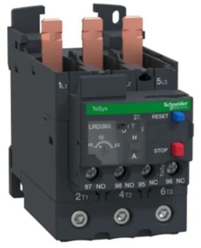 Schneider Electric Thermal overload relay, TeSys Deca, 690VAC, 48 to 65A, 1NO+1NC, class 10A, EverLink BTR screw LRD365