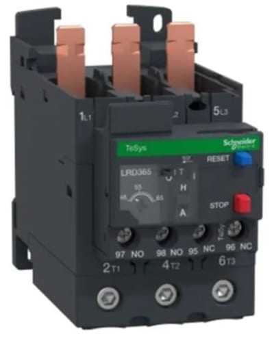 Schneider Electric Thermal overload relay, TeSys Deca, 690VAC, 48 to 65A, 1NO+1NC, class 10A, EverLink BTR screw LRD365