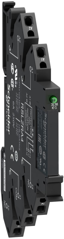 Schneider Electric Interface plug-in relay, 6 A, 1 CO, with LED, 24 V DC RSL1PRBU