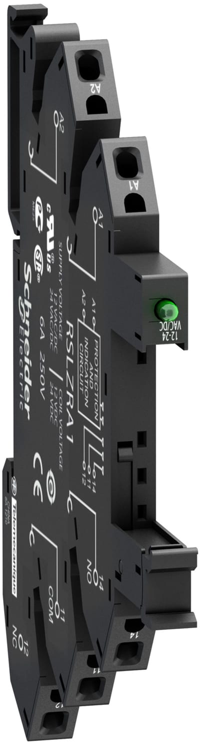 Schneider Electric Spring socket equipped with LED and protection circuit, 12...24 V AC/DC RSLZRA1