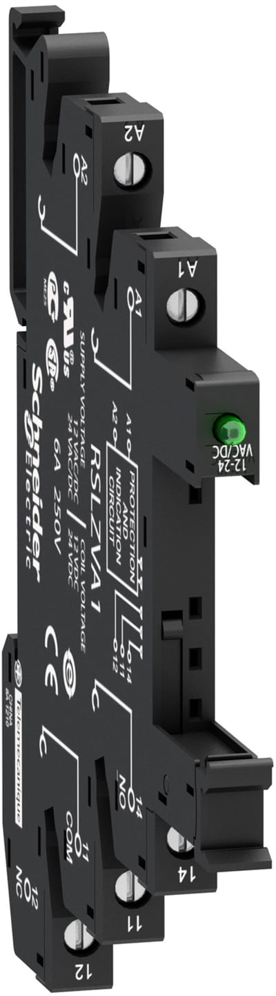 Schneider Electric Screw socket equipped with LED and protection circuit, 12...24 V AC/DC RSLZVA1