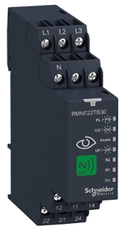 Schneider Electric Harmony, NFC 3-Phase monitoring relay, 8 A, 2CO, multifunction, 208…480 V AC RMNF22TB30