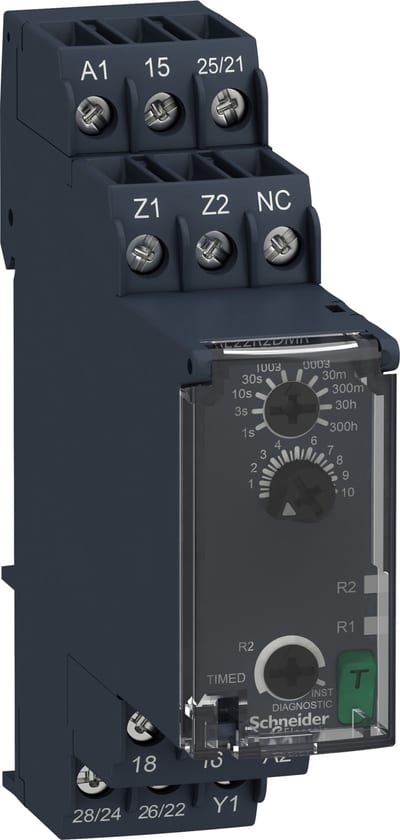 Schneider Electric Symmetrical Flashing Timing Relay - 0.05S…300H - 24…240V AC/DC - 2C/O RE22R2DMR
