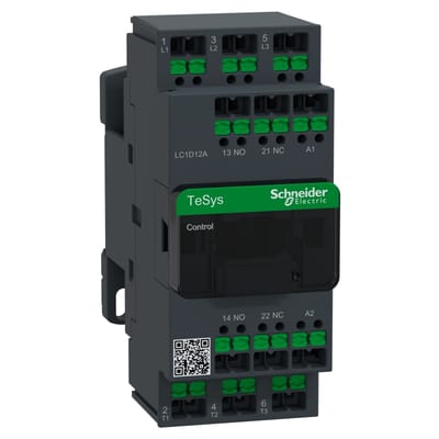 Schneider Electric Contactor, TeSys Deca, 3P(3NO), AC-3/3E, <=440V 12A, 277 V AC coil, snap-in terminals LC1D12AW7