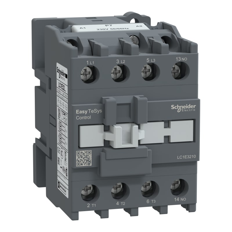 Schneider Electric Contactor,Easy TeSys Control,LC1E,3P(3NO),AC-3/AC-3E,≤440V,32A,230V AC coil,1NO auxiliary contact LC1E3210P7