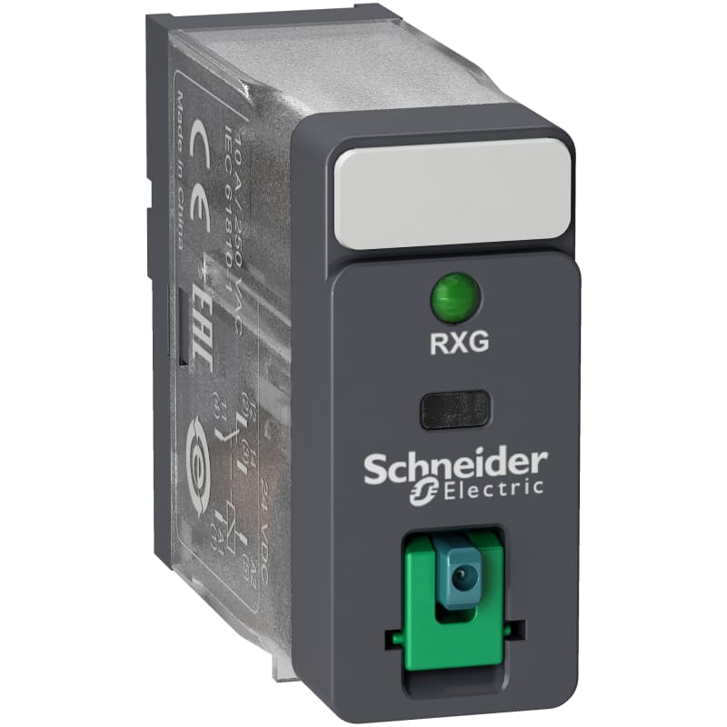 Schneider Electric Interface plug-in relay, 10 A, 1 CO, lockable test button, LED, 12 V DC RXG12JD