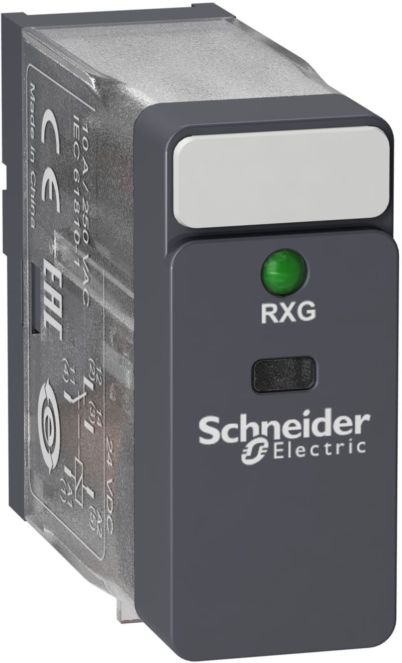 Schneider Electric Interface plug-in relay, 10 A, 1 CO, LED, 24 V DC RXG13BD