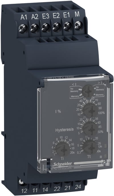 Telemecanique Modular 1-Phase current control relay, 5 A, 2 CO, 0.15…15 A,, 24…240 V AC/DC RM35JA32MW