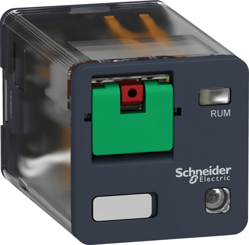 Schneider Electric universal plug-in relay - Harmony RUM - 2 C/O - 24 V AC - 10 A - with LED RUMC22B7