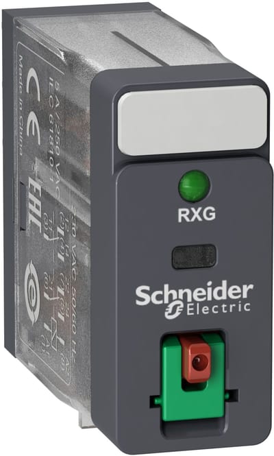Schneider Electric Interface plug-in relay, 5 A, 2 CO, lockable test button, LED, 48 V AC RXG22E7
