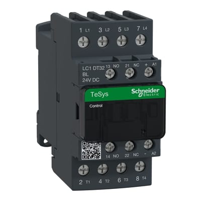 Schneider Electric TeSys D contactor - 4P(4 NO) - AC-1 - <= 440 V 32 A - 24 V DC low cons coil LC1DT32BL