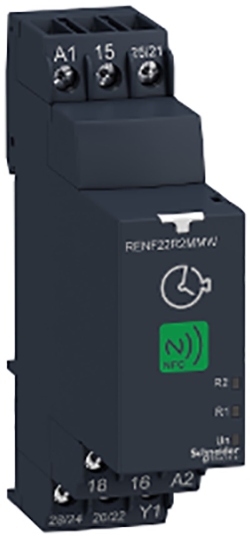 Schneider Electric Harmony, NFC modular timing relay, 8 A, 2 CO, 0.1 s…999 h, multifunction, 24...240 V AC/DC RENF22R2MMW