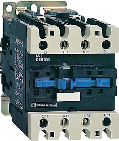 Schneider Electric Contactor, TeSys Deca, 4P(2NO+2NC),AC-1, <=440V, 60 A 220V AC 50/60Hz coil, screw clamp terminal LC1D40008M7
