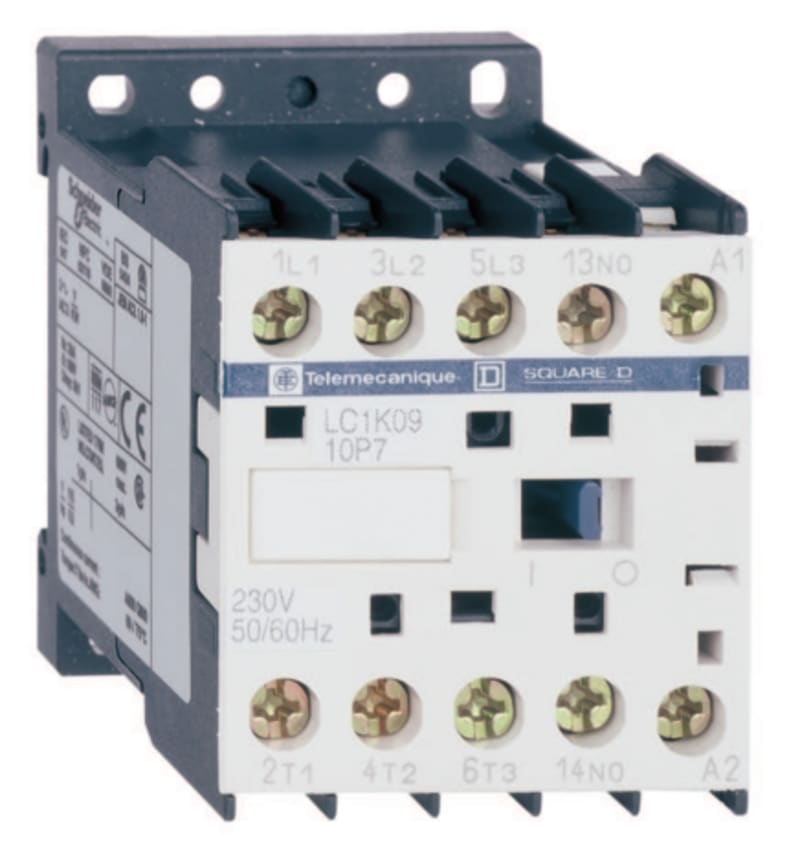 Schneider Electric Contactor, TeSys K, 3P, AC-3/AC-3E, 440V 6A, 1NC, 220...230V AC 50/60Hz coil LC1K0601M7