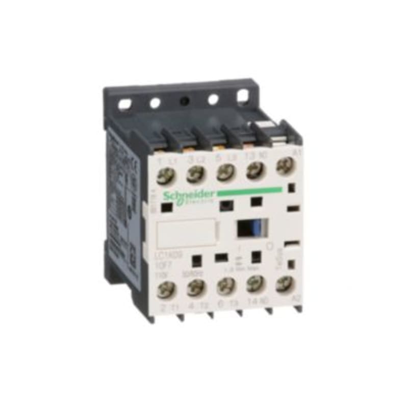 Schneider Electric Contactor, TeSys K, 3P, AC-3/AC-3E,440V 9A, aux. 1NO, 110V AC coil LC1K0910F7