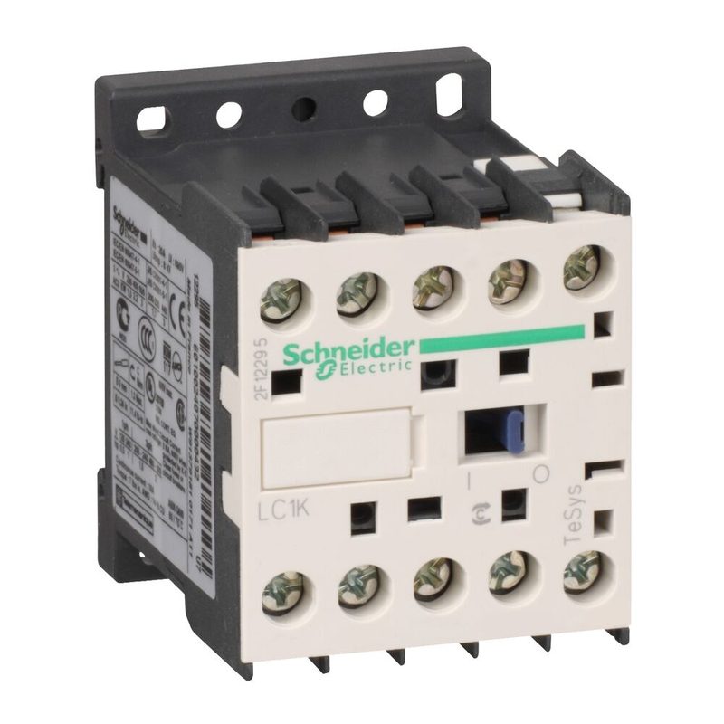 Schneider Electric Contactor, TeSys K, 3P, AC-3/AC-3E,440V 9A, aux. 1NO, 220...230V AC coil, screw clamps LC1K0910M7