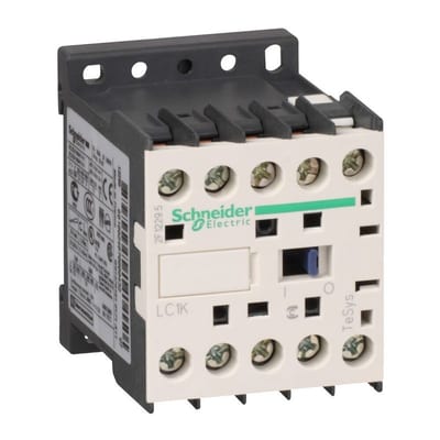 Schneider Electric Contactor, TeSys K, 3P, AC-3/AC-3E,440V 9A, aux. 1NO, 220...230V AC coil, screw clamps LC1K0910M7