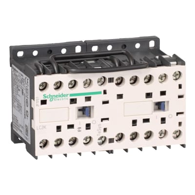 Schneider Electric reversing Contactor, TeSys K, 3P, AC-3/AC-3E,<=440V 9A, 1NO, 220...230VAC coil LC2K0910M7
