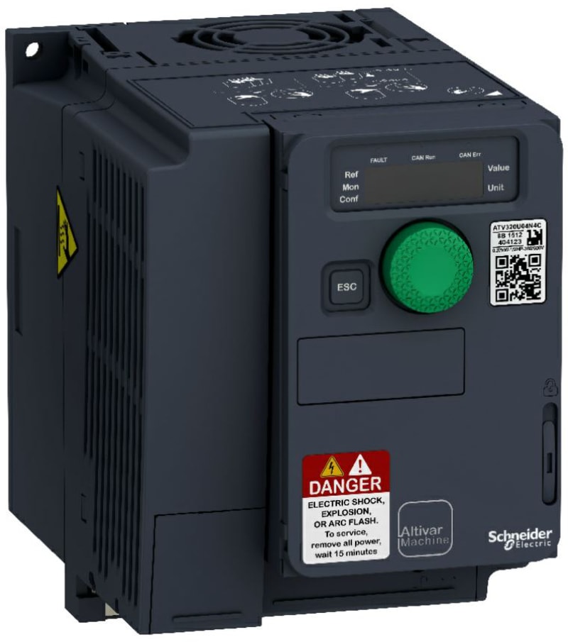 Schneider Electric variable speed drive, Altivar Machine ATV320, 0.75kW, 200 to 240V, 3 phases, compact ATV320U07M3C