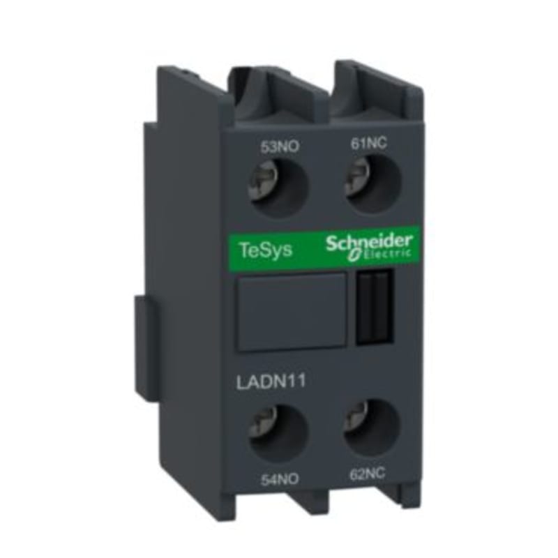 Schneider Electric Auxiliary contact block, TeSys D, 1NO + 1NC, front mounting, screw clamp terminals LADN11