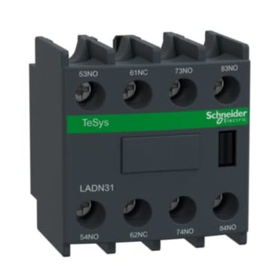 Schneider Electric Auxiliary contact block, TeSys D, 3NO + 1NC, front mounting, screw clamp terminals LADN31