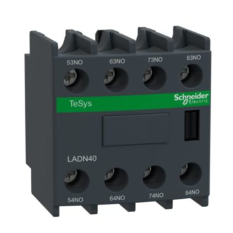 Schneider Electric Auxiliary contact block, TeSys D, 4NO, front mounting, screw clamp terminals LADN40