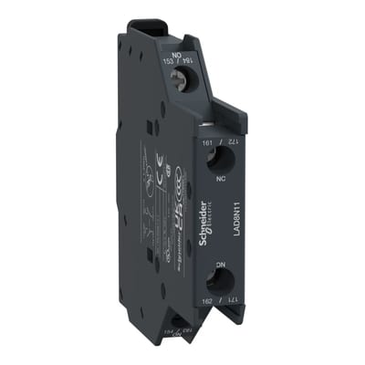 Schneider Electric Auxiliary contact block, TeSys D, 1NO + 1NC, side mounting, screw clamp terminals LAD8N11