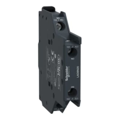 Schneider Electric Auxiliary contact block, TeSys D, 2NO, side mounting, screw clamp terminals LAD8N20