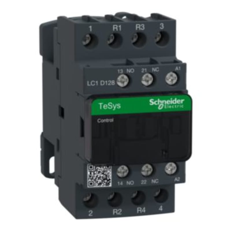 Schneider Electric Contactor, TeSys Deca, 4P(2NO+2NC), AC-1, <=440V, 25A, 230VAC 50/60Hz coil, screw clamp terminal LC1D128P7