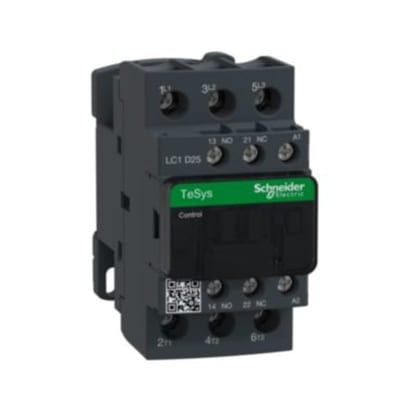 Schneider Electric Contactor, TeSys Deca, 3P(3NO), AC-3/3E, <=440V, 25A, 110V AC 50/60Hz coil, screw clamp terminals LC1D25F7